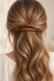 Light Brown France Handmade Bone Oval Automatic Hair Clip (9 cm) - 2