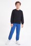 Boys' Round-Neck Sweatsuit Set with Striped Detail