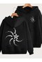Cardigan - Black Printed Winter Oversized Hooded Zippered Pocketed Cardigan Unisex Clothing