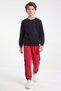 Boys' Round-Neck Sweatsuit Set with Striped Detail - 5