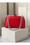 Red Satin Women's Evening Clutch Bag with Silver Accents and Chain Strap for Weddings, Engagements, and Graduations - 3