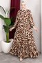 Zebra Patterned Viscose Dress Brown - 3