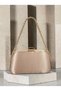 Beige Satin Women's Evening Clutch Bag with Gold Accents and Chain Strap—Perfect for Weddings, Engagements, and Graduations - 6