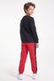 Boys' Round-Neck Sweatsuit Set with Striped Detail - 4