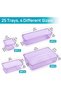 25 PCS Clear Purple Plastic Drawer Organizer Set, 4 Assorted Sizes Modular Storage Bins for Makeup, - 4
