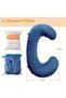 C-Shaped Pregnancy Pillow,Blue Full Body Support Cushion - 5