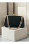 Black Satin Women's Evening Clutch Bag with Gold Accents and Chain Strap—Perfect for Weddings, Engagements, and Graduations - 3