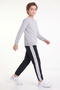 Boys' Round-Neck Sweatsuit Set with Striped Detail - 5