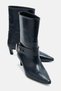 MALDRON Navy Leather Women's Short-Heeled Boots with a Belt