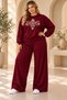 Women's Plus-Size Oversized 2-Piece Sweatsuit Set with Ottoman-Motif Print and Wide-Leg Pants - 2