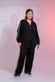 Women's Plus Size Sweatsuit Set with Striped Detail, Black - 6