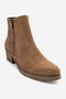 JAYER Earth-Tone Suede Genuine Leather Women's Zip-Up Heeled Boots - 6