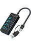 4-Port USB Hub with Long Cable Extension, USB Splitter 5Gbps Adapter | Multifunctional Desktop Compu