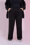 Women's Plus Size Sweatsuit Set with Striped Detail, Black - 4