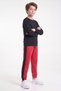 Boys' Round-Neck Sweatsuit Set with Striped Detail