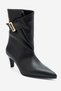 LOXLEY Black Leather Buckled Women's Heeled Boots - 6