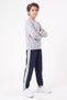 Boys' Round-Neck Sweatsuit Set with Striped Detail - 5