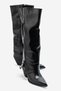 LONZA Women's Black Leather Boots with Zip Detail and Thick Heels