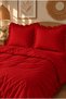 DOUBLE-SIZE RED RUFFLED BED SPREAD AND 2 PILLOWCASES - 6