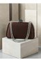 Brown Satin Women's Evening Clutch Bag with Silver Accents and Chain Strap—Perfect for Weddings, Engagements, and Graduations - 3