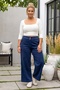 Italian Navy Blue Elasticated Hem Wide-Leg Corduroy Oversized Woven Pants 102 68 - 5