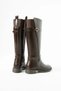 Women's Brown Flexible Elastic-Banded Comfortable Calf-High Buckled Boots - 4