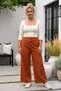 Italian Orange-Elasticated Wide-Leg Corduroy Oversized Woven Pants 102 68 - 4