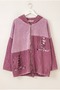 Italian Burgundy-Colored Hooded Long-Sleeve Zipper-Front Washed Sequined Oversized Knit Jacket 75 78 - 2