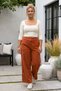 Italian Orange-Elasticated Wide-Leg Corduroy Oversized Woven Pants 102 68 - 6
