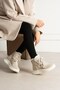 Women's Beige Suede Sneakers with Fur Accents and Mid-Sole - 2