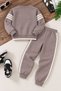 Taba Boys' Summer Embroidered Crew-Neck Sweatsuit Set with Zipper 25055 - 3