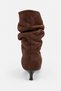 Brown Suede Women's Loose-Fitting, Ruched, Pointed Toe, Block-Heel Boots - 4