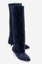 GLENDA Navy Suede Genuine Leather Women's Low-Heeled Boots