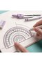 مجموعة أدوات هندسة رياضية، صندوق هندسة معدني مع 7 قطع، مجموعة أدوات رياضية باللون الأرجواني للمدارس الثانوية. - 6