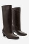 IVES Brown Leather Women's Boots with Thick Heel and Short Design - 5