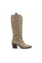 ZRNE-C16 Lux Beige Suede Western Cowboy Boots with 6 cm Heels - 2