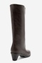 IVES Brown Leather Women's Boots with Thick Heel and Short Design - 7