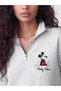 TWO MT SHOP QUALITY XSIDE Gray Mickey Mouse Embroidered Oversized Women's Sweatshirt - 3