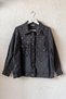 Italian Anthracite-Colored Gabardine-Woven Jacket with Cuffs, Sleeves, Metal Buttons, Washed Finish, and Sequins 70 65 - 2