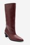 IVES Burgundy Leather Women's Chunky-Heeled Short Boots - 6