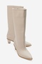 IVES Beige Leather Women's Boots with Thick Heel and Short Design