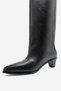 IVES Black Leather Women's Boots with Thick Heel and Short Design - 8