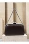 Brown Matte Leather Chain-Accented Women's Evening Clutch Purse with Silver Accents for Weddings and Engagements - 5