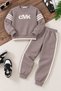 Taba Boys' Summer Embroidered Crew-Neck Sweatsuit Set with Zipper 25055