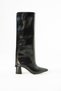 Women's Black Shiny Snap-On Dust-Covered Boots with Buckle Detail - 3