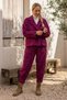 Italian Fuchsia Jacket with Collar, Pockets, and Belt; Elasticated Jacquard Woven Velvet Top and Bottom Set (Sizes 64-94, 64-70) - 4