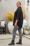 Italian Black Shirt with Shirt Collar, Long Sleeves, Floral Appliqué, Corduroy, Oversized Woven Shirt, Sizes 77 and 70 - 6