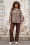 Italian Taupe Color Mink-Cuffed, Metal-Buttoned, Washable, Sequined Gabardine-Woven Jacket 70 65 - 6