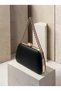 Black Matte Leather Chain-Accented Women's Evening Clutch Purse for Weddings and Engagements - 5
