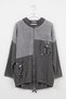 Italian Anthracite Hooded Long-Sleeve Zipper-Front Washed Sequined Oversized Knit Jacket 75 78 - 2
